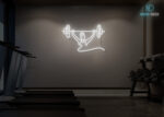 Lifting Weights Neon Sign White