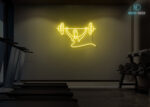 Lifting Weights Neon Sign Yellow