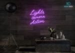 Lights Camera Action Neon Sign Purple