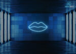 Lips Neon Sign Ice-Blue