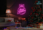 Marry Christmas Ballon Gift Neon Sign Hot-Pink