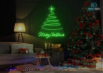 Marry Christmas Tree Design Neon Sign Green