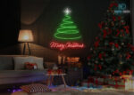 Marry Christmas Tree Design Neon Sign Multi