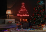 Marry Christmas Tree Design Neon Sign Red