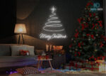 Marry Christmas Tree Design Neon Sign White