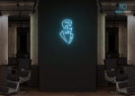Men with Beard Neon Sign Ice-Blue