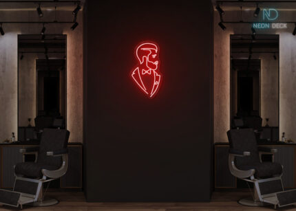 Men with Beard Neon Sign Red