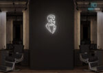 Men with Beard Neon Sign White
