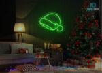 Merry Christmas Cap Neon Sign Green