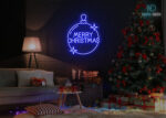 Merry Christmas Circle Design Neon Sign Dark-Blue