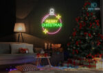 Merry Christmas Circle Design Neon Sign Multi