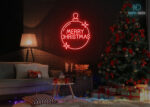 Merry Christmas Circle Design Neon Sign Red