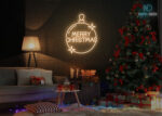 Merry Christmas Circle Design Neon Sign Warm-White