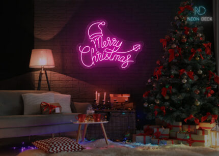 Merry Christmas Neon Sign Hot-Pink
