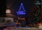 Merry Christmas Tree Design LED Neon Sign Dark-Blue