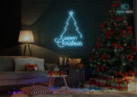 Merry Christmas Tree Design LED Neon Sign Ice-Blue
