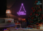 Merry Christmas Tree Design LED Neon Sign Purple
