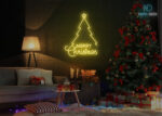 Merry Christmas Tree Design LED Neon Sign Yellow