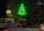 Merry Christmas Tree Neon Sign Green