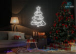 Merry Christmas Tree Neon Sign White