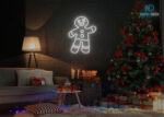 Merry Christmas with Santa Claus Design LED Neon Sign White
