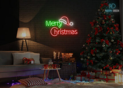 Merry Christmas with Santa Claus Design Neon Sign Multi