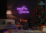 Merry Christmas with Santa Claus Design Neon Sign Purple