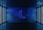 Moon Shape Neon Sign Dark-Blue