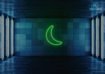 Moon Shape Neon Sign Green
