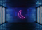 Moon Shape Neon Sign Hot-Pink