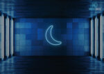 Moon Shape Neon Sign Ice-Blue