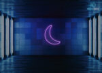 Moon Shape Neon Sign Purple