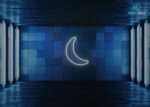 Moon Shape Neon Sign White