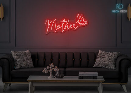 Mother Butterfly Neon Sign Red