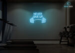 Never Give Up Neon Sign Ice-Blue