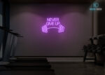 Never Give Up Neon Sign Purple