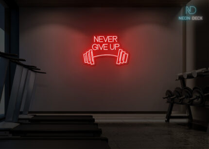 Never Give Up Neon Sign Red