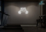 Never Give Up Neon Sign White