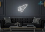 Rocket Neon Sign White