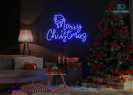 Santa Claus Merry Christmas Design Neon Sign Dark-Blue
