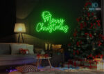 Santa Claus Merry Christmas Design Neon Sign Green