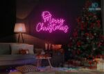 Santa Claus Merry Christmas Design Neon Sign Hot-Pink