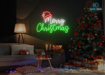 Santa Claus Merry Christmas Design Neon Sign Multi