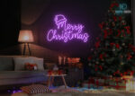 Santa Claus Merry Christmas Design Neon Sign Purple