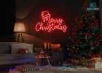 Santa Claus Merry Christmas Design Neon Sign Red