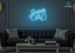 Super Dad LED Neon Sign Ice-Blue