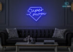 Super Mom LED Neon Sign Dark-Blue