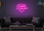 Super Mom LED Neon Sign Hot-Pink