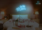 To the Moon Neon Sign Ice-Blue