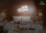 To the Moon Neon Sign White